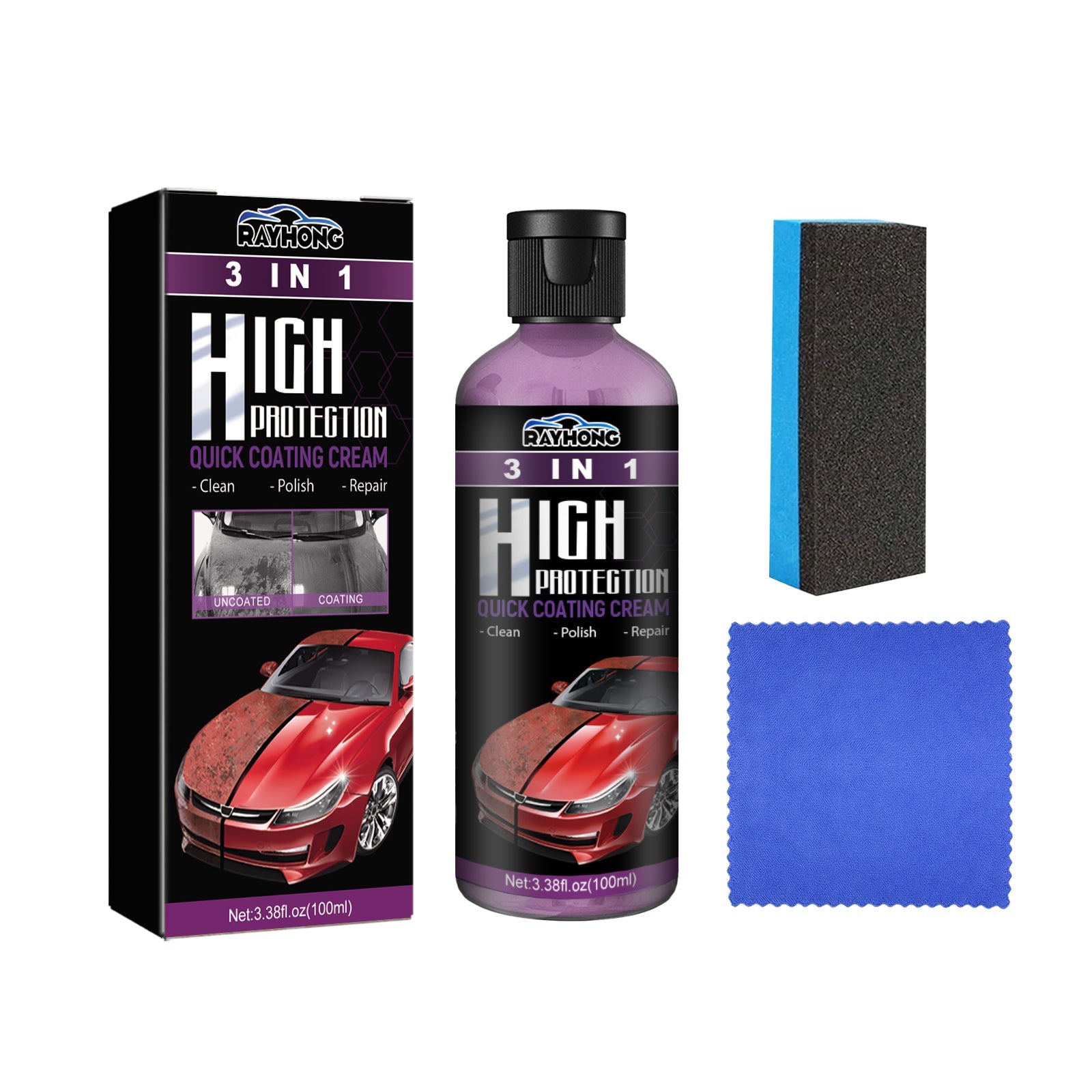 Coating Paste 3 In 1, Car Cleaning Decontamination Scratches Repair Multi-Purpose Car Paint Reconditioning Coating Artifact