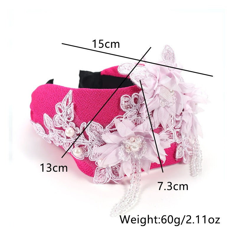 Fashionable handmade embroidery three-dimensional simulation crystal flower hair hoop