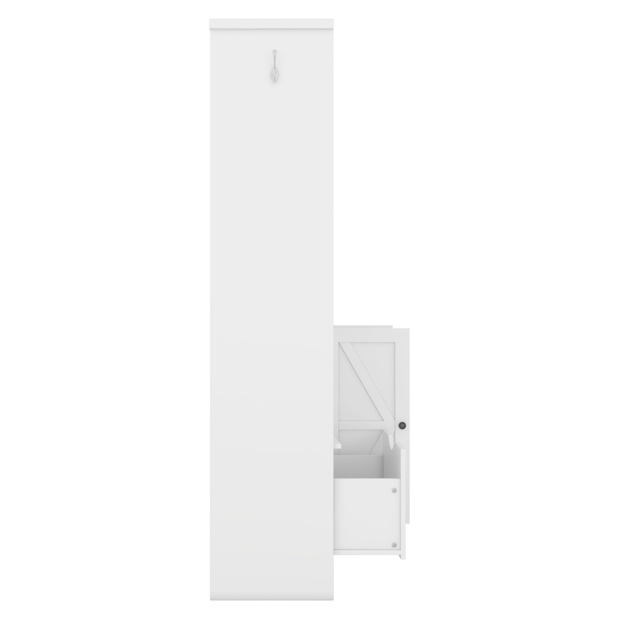 Multi-functional Hall Tree with Storage Shelves Drawers Cabinet Elegant Hallway Shoe Cabinet with Bench Modern Coat Rack White