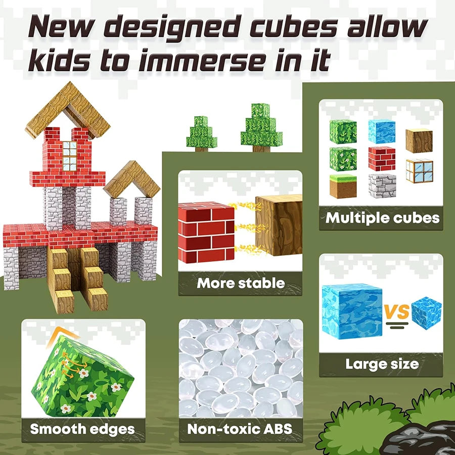 My World Magnetic Building Blocks Assembly Cube Building Magnetic Toys Mini Models Versatile Magnetic Blocks
