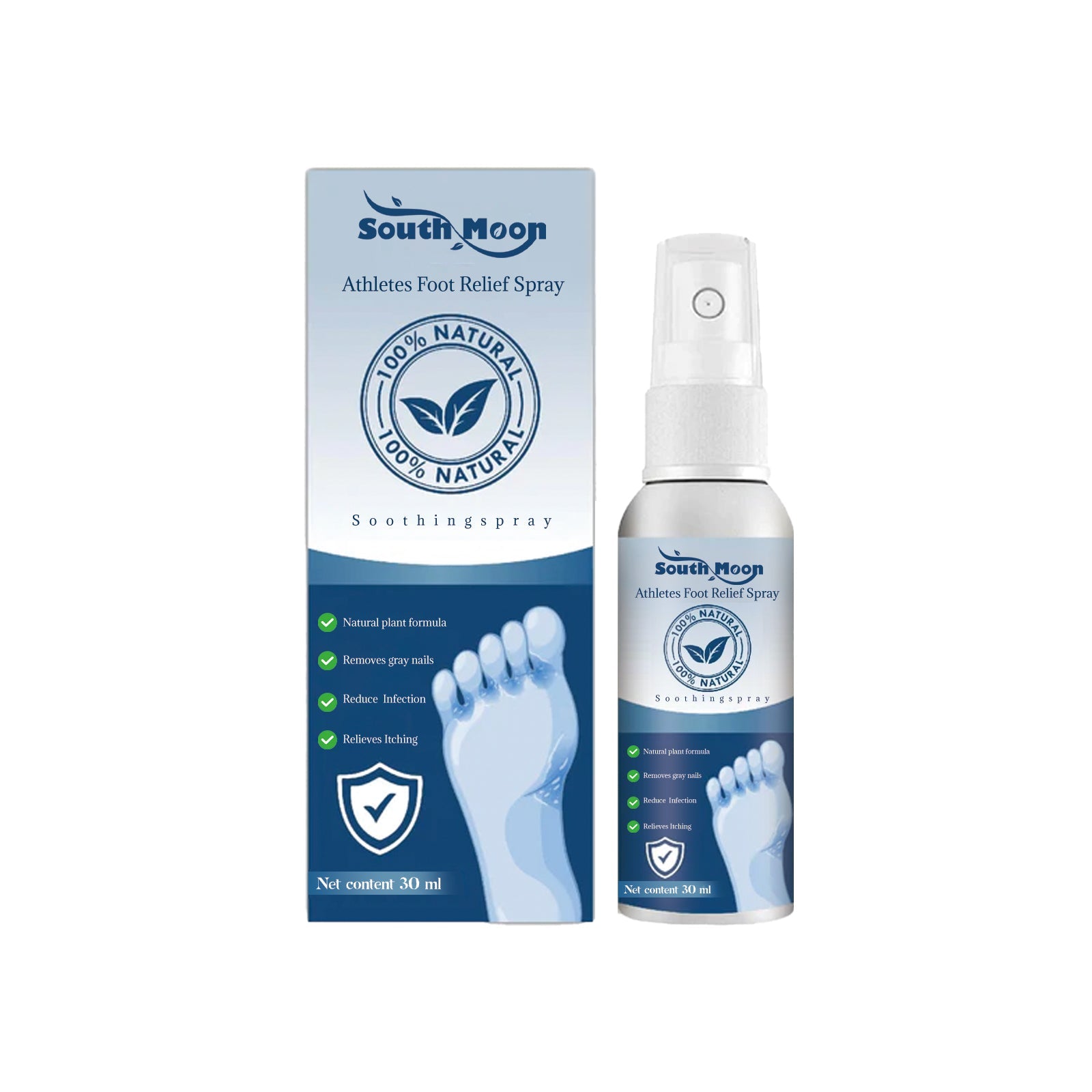 Athletes Foot Relief Spray, Relieve Foot Sweat Foot Itching Peeling Gray Nails Foot Odor Moisturizing Care Spray