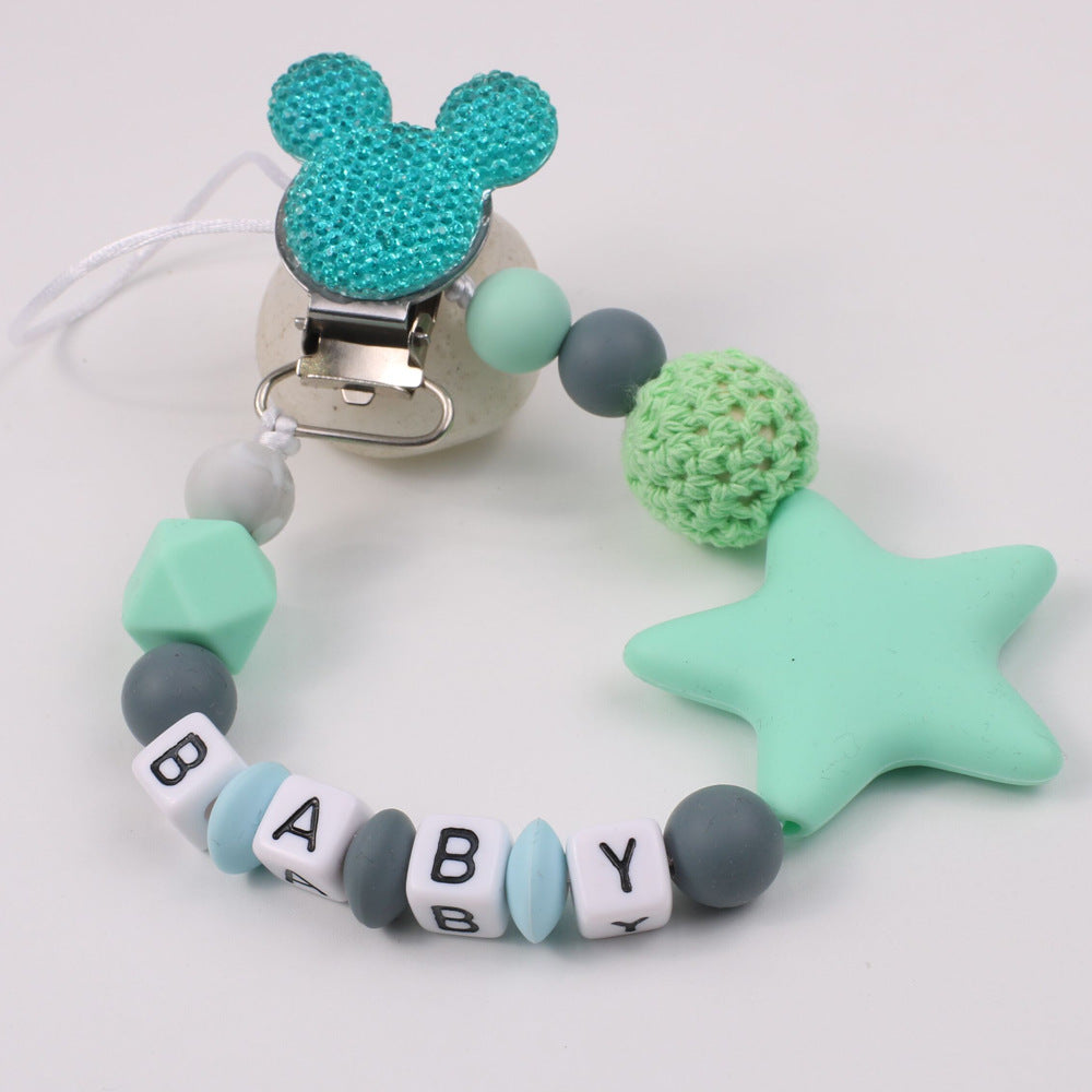 Five pointed star silicone pacifier chain pacifier chain baby products silicone pacifier clip baby teether anti-drop chain anti-drop belt