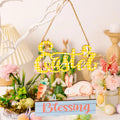 Easter decoration supplies Easter grid letter wooden pendant cartoon Easter egg rabbit pendant