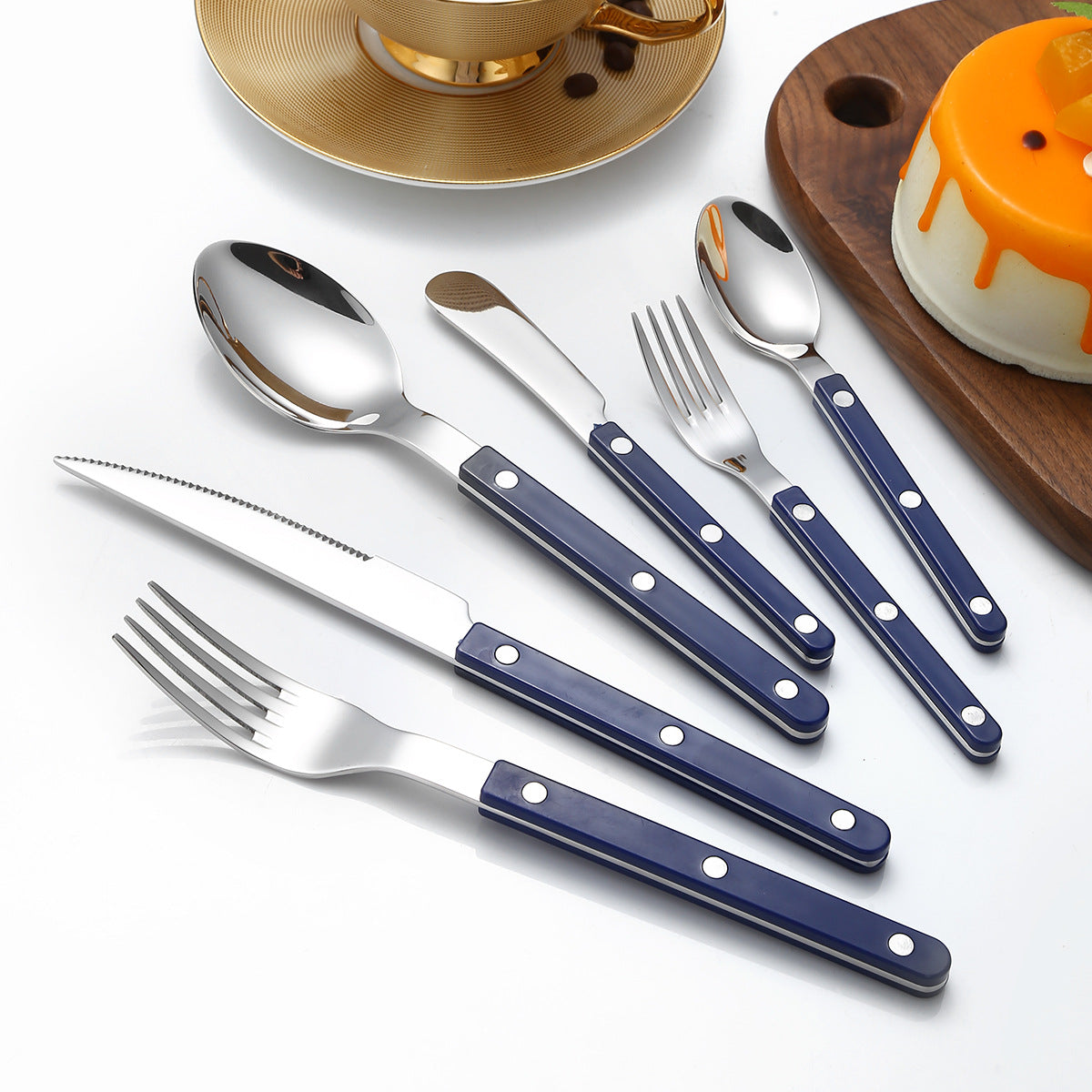 French Rivet ABS Handle Hotel Western Tableware Steak Knife Butter Knife Set