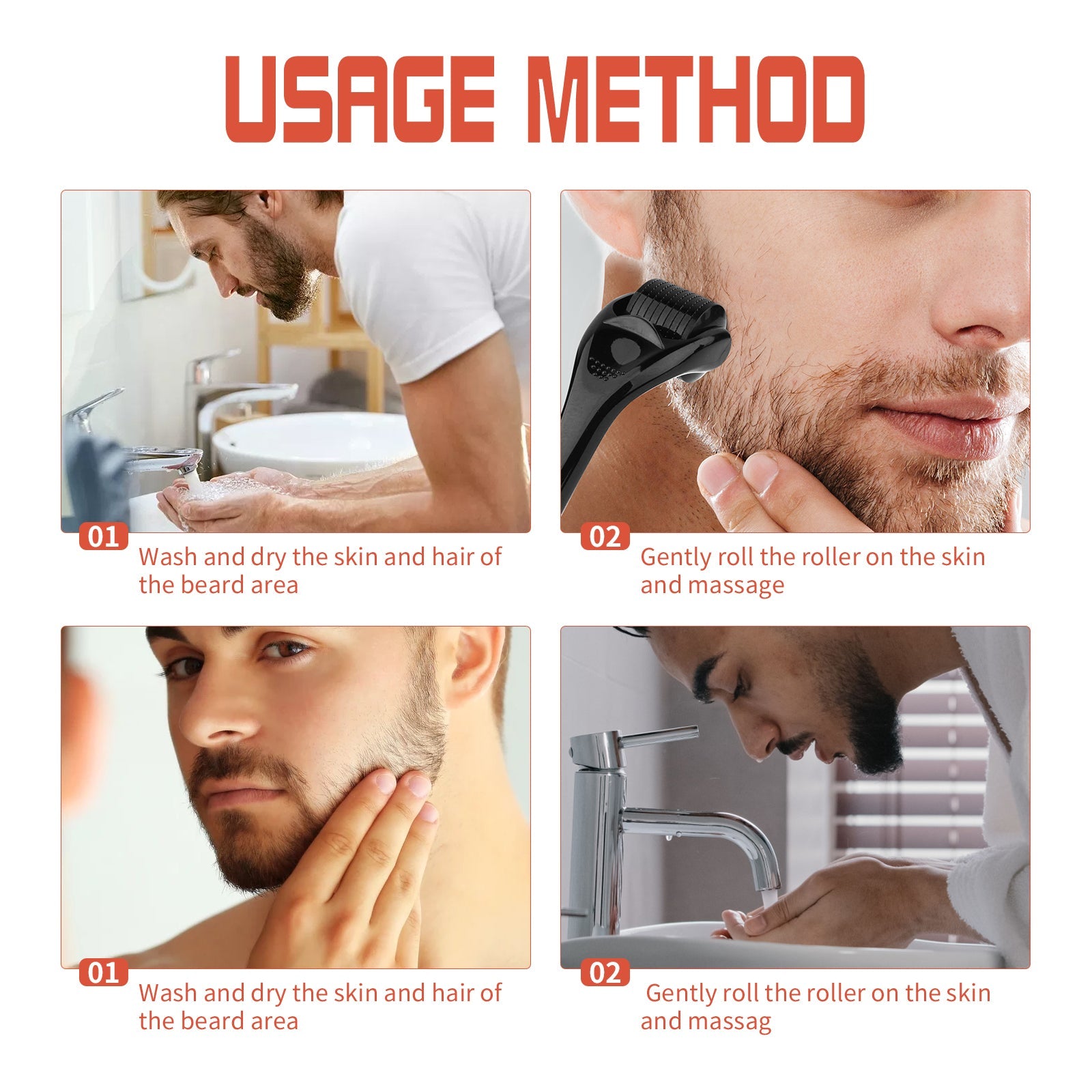Beard Bushy Roller, Strong Root Moistens Soft Light For Men Nourishing Bushy Growing Beard Comb