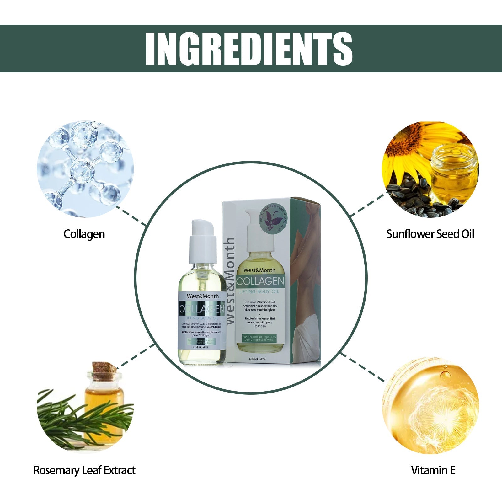 Collagen Lifting Body Oil, Lift Arm Shape Belly In Firming Skin Care Oil
