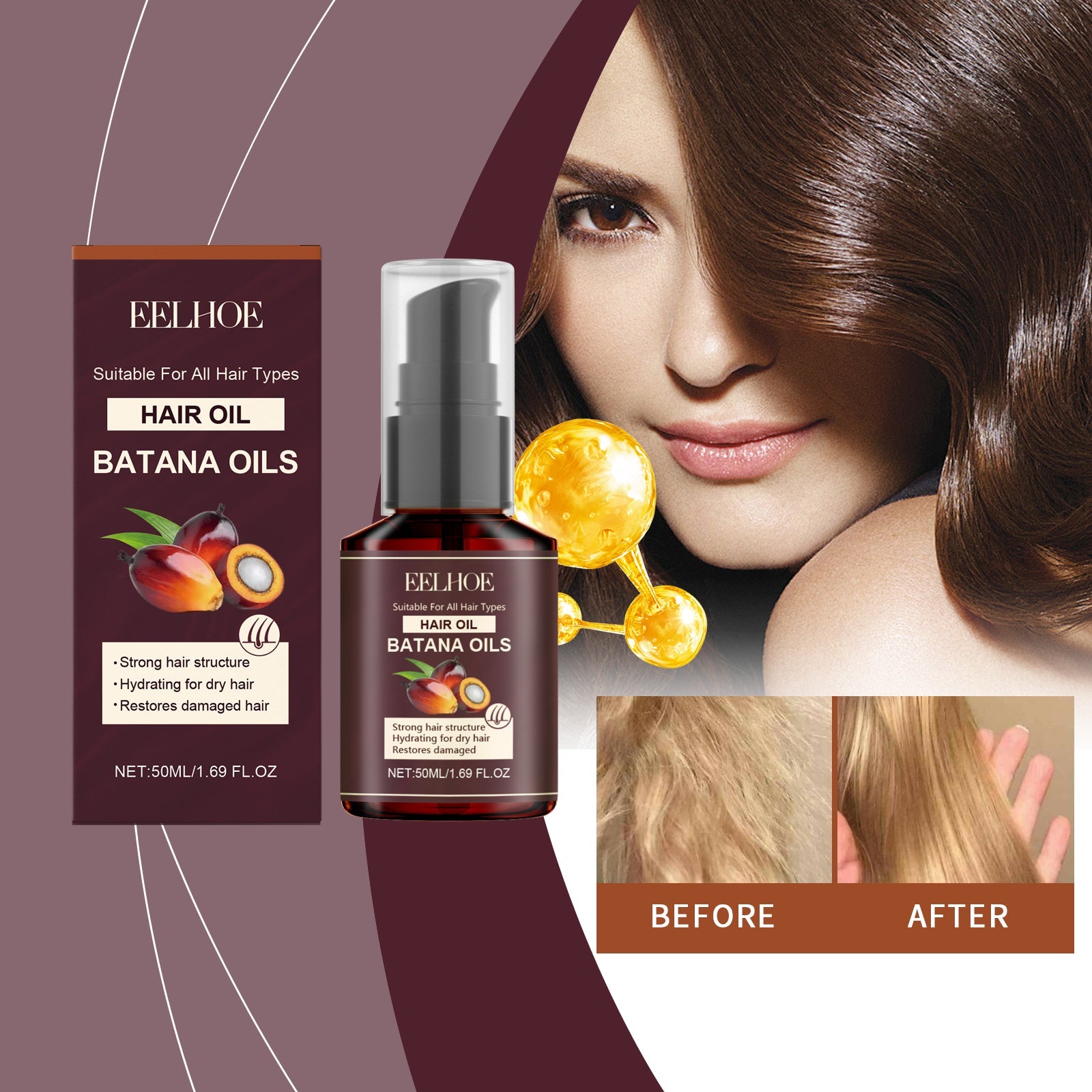 Batana Hair Oil Hair Care Improve Dry Hair, Smooth And Glossy Hair Essence Oil