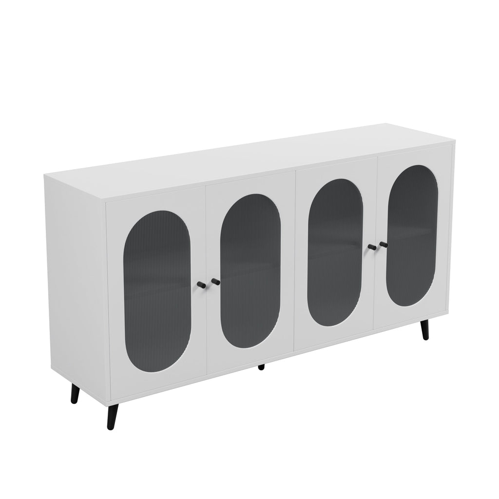 Modern Accent Sideboard Cabinet with Acrylic Doors, Freestanding Storage Cupboard Console Table for Kitchen Dining White