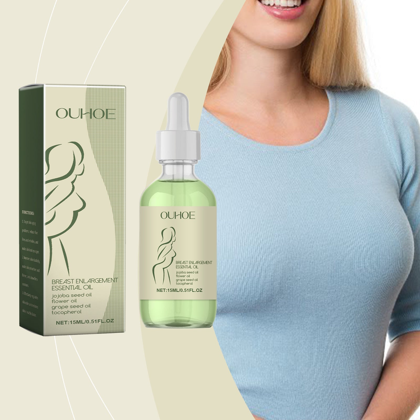 Beauty Cream Essential Oil, Moisturizing And Firming Chest Care To Enhance Skin Daily Massage Beauty Care Essential Oil