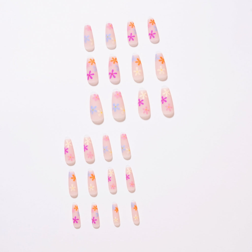 Pastoral Series Rainbow Sunflower Wearing Nail Enhancement Finished Products Fake Nail Enhancement Patch Nail Patch Removable Nail Patch
