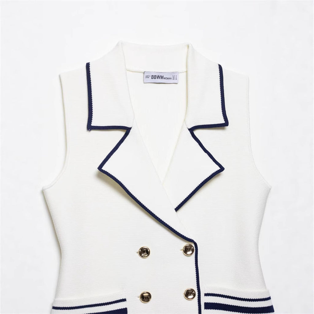 Summer New  Style Women's Fashion Temperament Sleeveless Trim Knit Tank Top