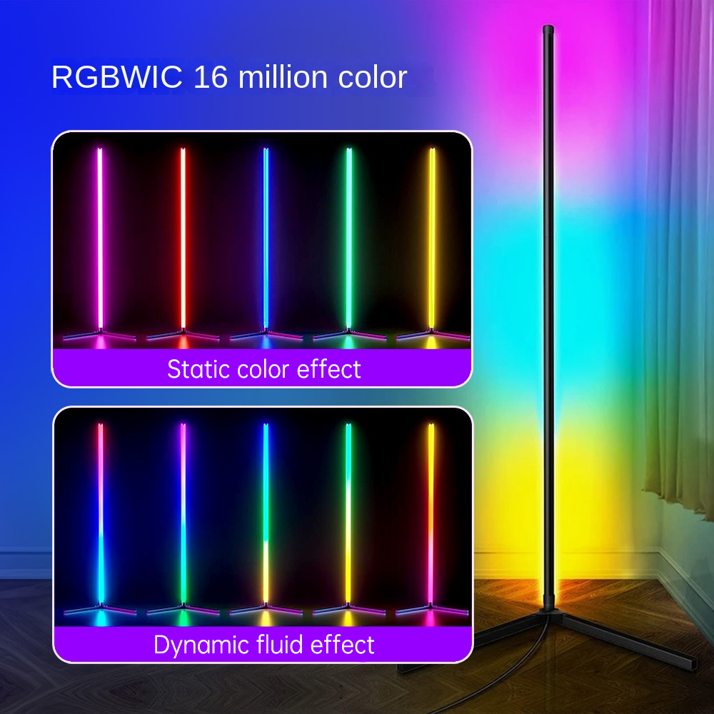 Ambient Floor Lamp RGBIC Corner Light Three-Section Spliced Bluetooth LED Modern Minimalist Table Lamp Voice-Activated Light