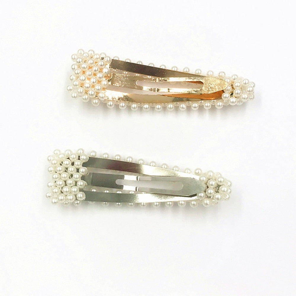 Women Bridal Vintage Faux Pearl Wrapped Hairpins Girl Glitter Accessory Gold/Silver Metal Alloy Hair Clip Water Drop Wedding