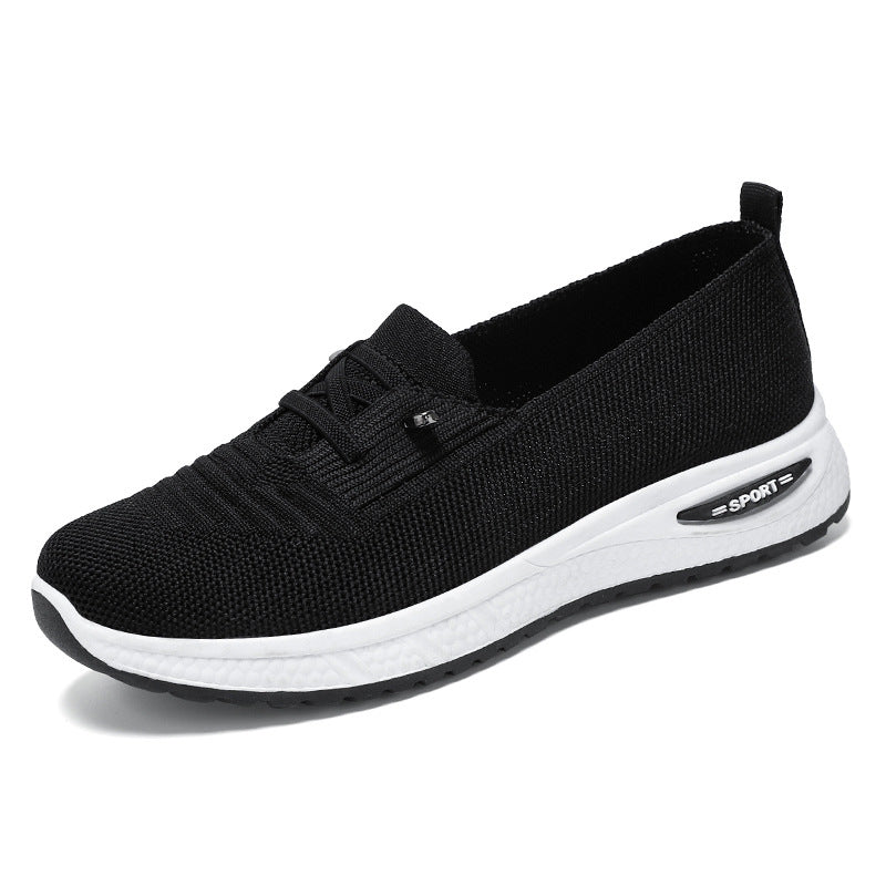 Summer flat bottomed shallow mouth walking shoes fly woven breathable lazy shoes one foot sole shoes