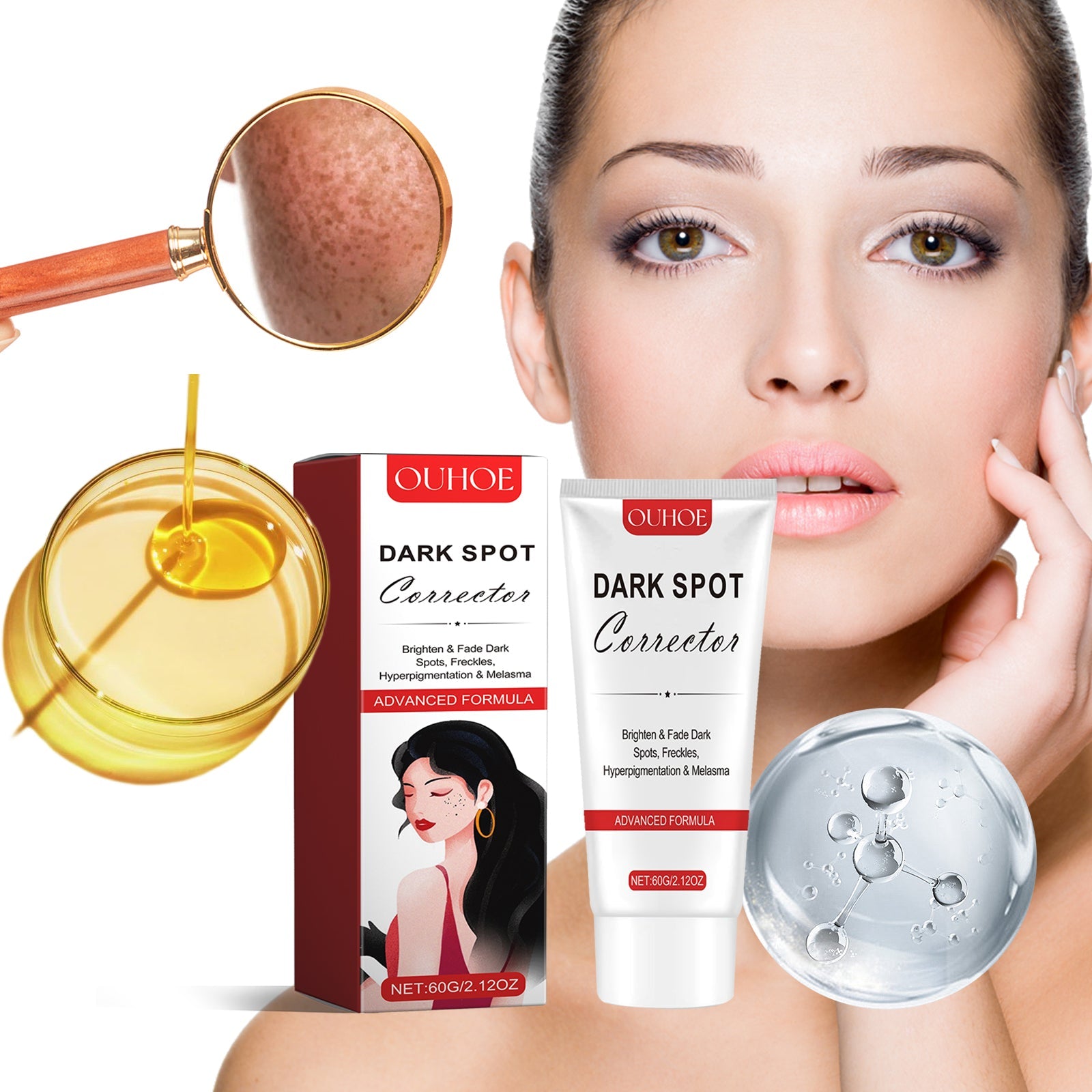 Dark Spot Whitening Cream, Lightening Yellow Brown White Spot Cream Dark Spots Correct Skin Tone Moisturize Skin Whitening