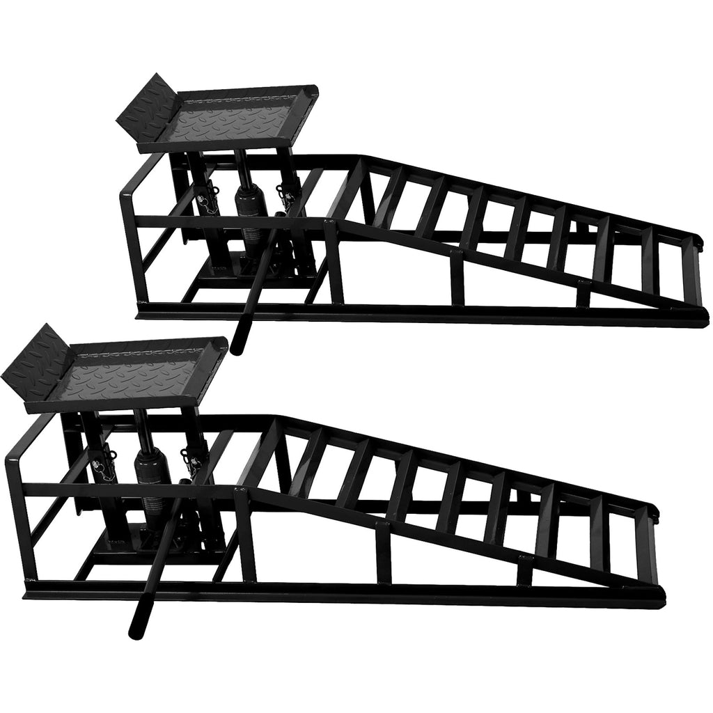 Car truck service ramp lift, garage car lift hydraulic ramp black 5-ton, maintenance frame lift (2 packs) black
