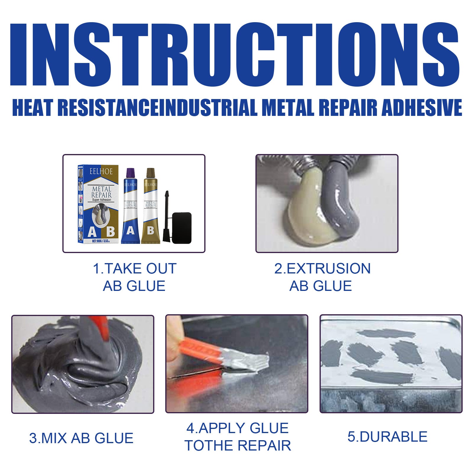 Metal Repair, High Temperature Welding Adhesive Metal Castings Crack Repair Agent Plugging Waterproof Electric Welding