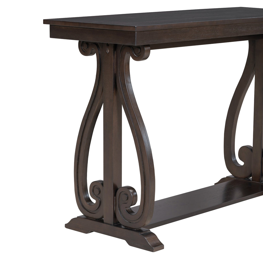 48-Inch Rustic Vintage Console Table --- Farmhouse Style Entryway Table with Open Shelf and Sturdy Construction  (Espresso)
