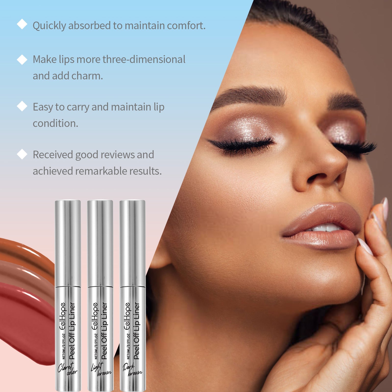 Lip-Line Peeling Liquid Is Waterproof, Sweat-Proof, Lightweight And Long-Lasting