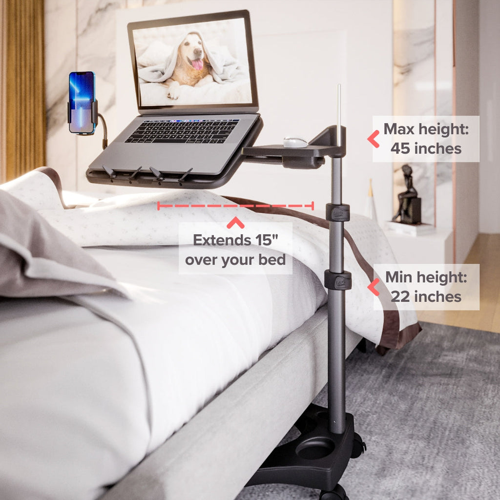 LEVO G2 V16 Rolling Laptop Workstation Stand Cart - WITH MOUSE TRAY and PHONE MOUNT