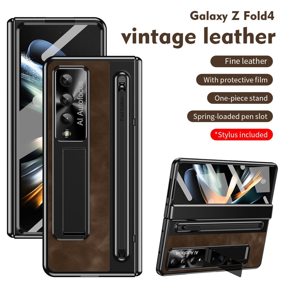 Suitable for Samsung zfold 5 phone case FOLD4 folding official pen slot case film integrated all inclusive anti fall protective case