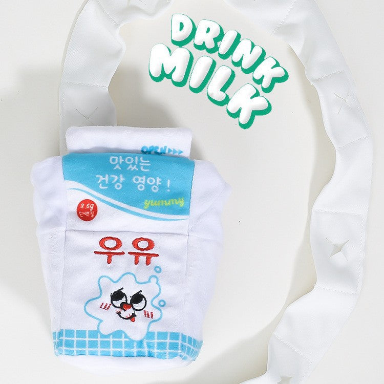 Milk Box Food Hiding Scented Plush Toy for Dogs with Sound Slow Feeding Intelligent Design