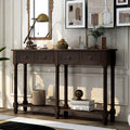 TREXM Console Table Sofa Table Easy Assembly with Two Storage Drawers and Bottom Shelf for Living Room Entryway (Espresso)