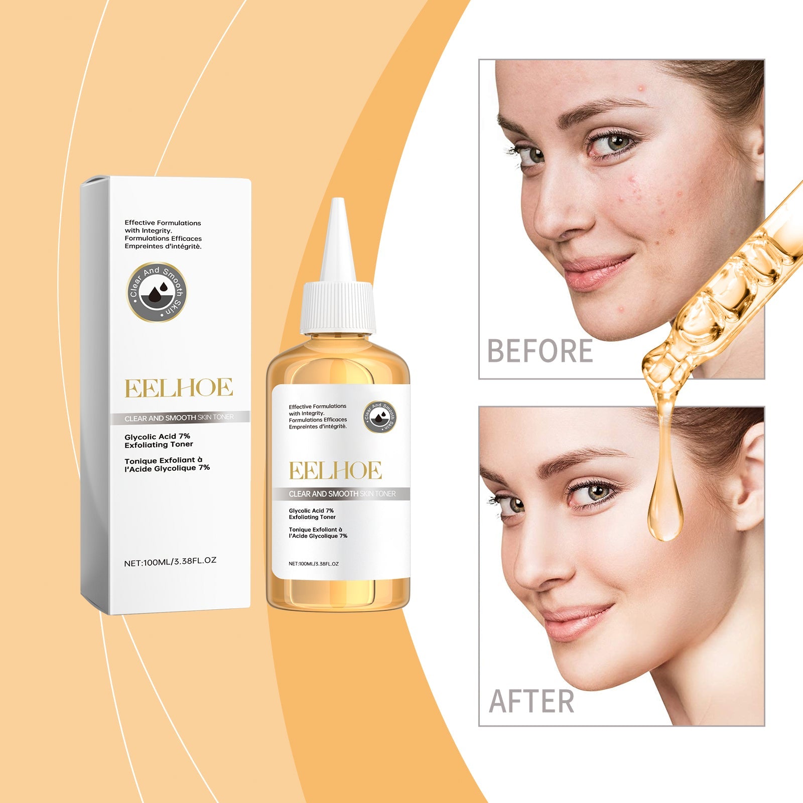 7% Glycolic Acid Toner, Facial Repair Skin Lightening Skin Firming, Moisturizing And Delicate