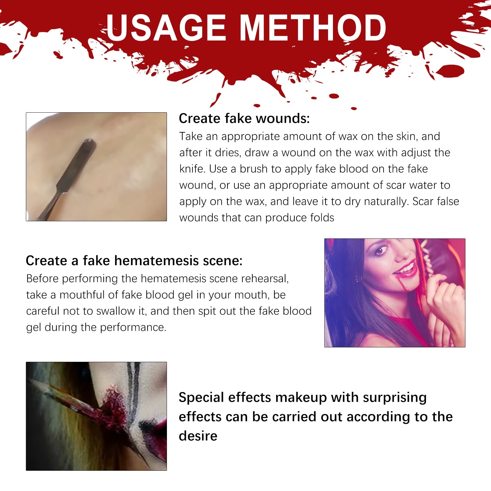 Halloween Makeup Kit, Simulates Plasma Skin Wax-Shaped Scar Water Wound Makeup Halloween Makeup Kit
