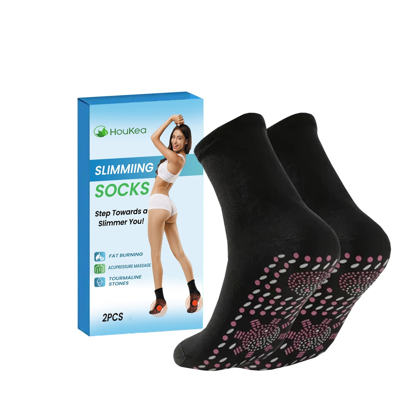 HouKea Stretch Socks, Firming Skin Friendly Soft And Comfortable Non-Slip Elastic Socks Foot Massage Treatment Leg Shaping