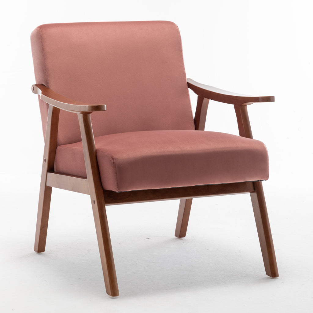 Mid-Century Modern Chair, Living Room Chair with Solid Wood Frame, Accent Chair Extra-Thick Backrest, Wingback Chair for Bedroom