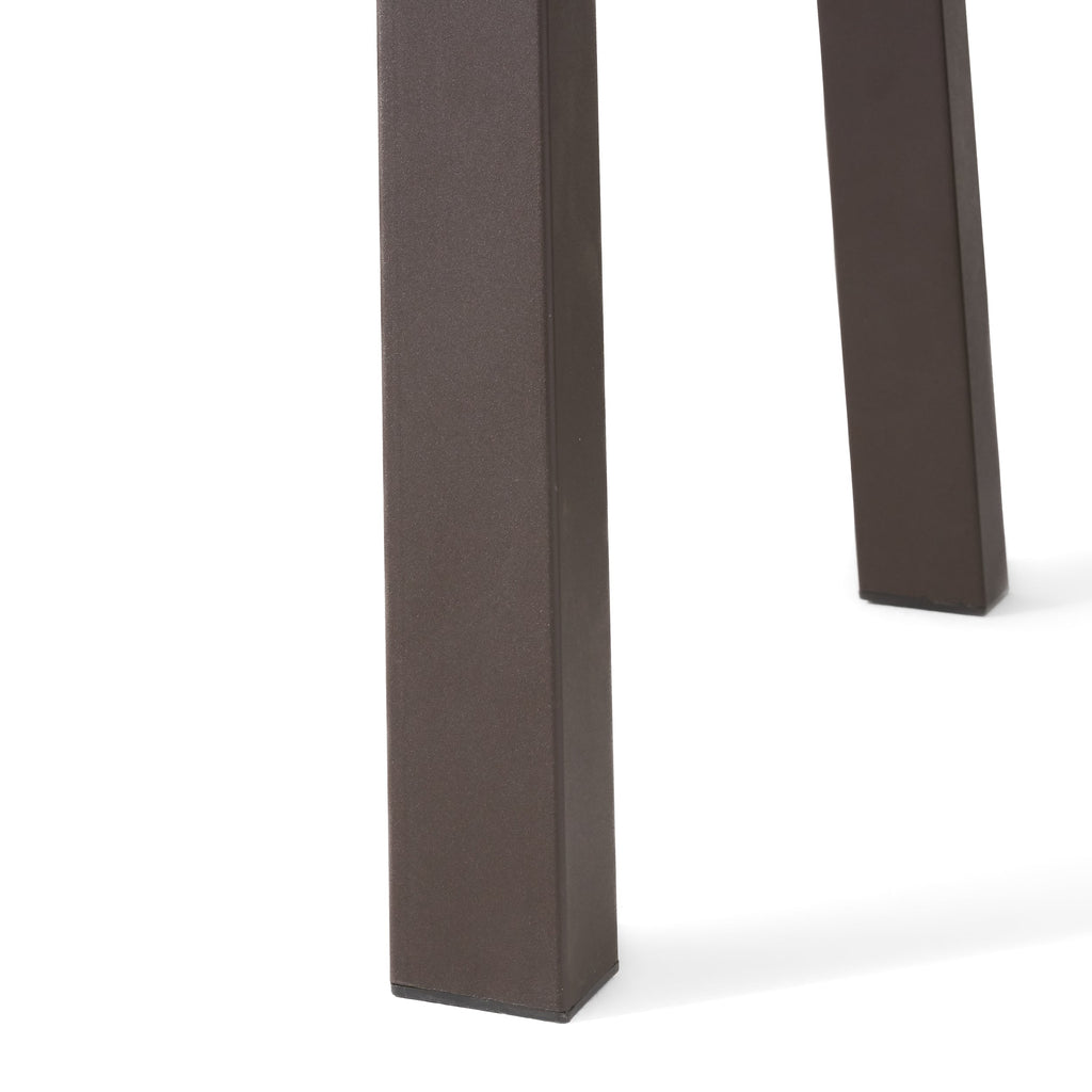 Della Acacia Wood Dining Table, Natural Stained with Rustic Metal, Brown, Grey