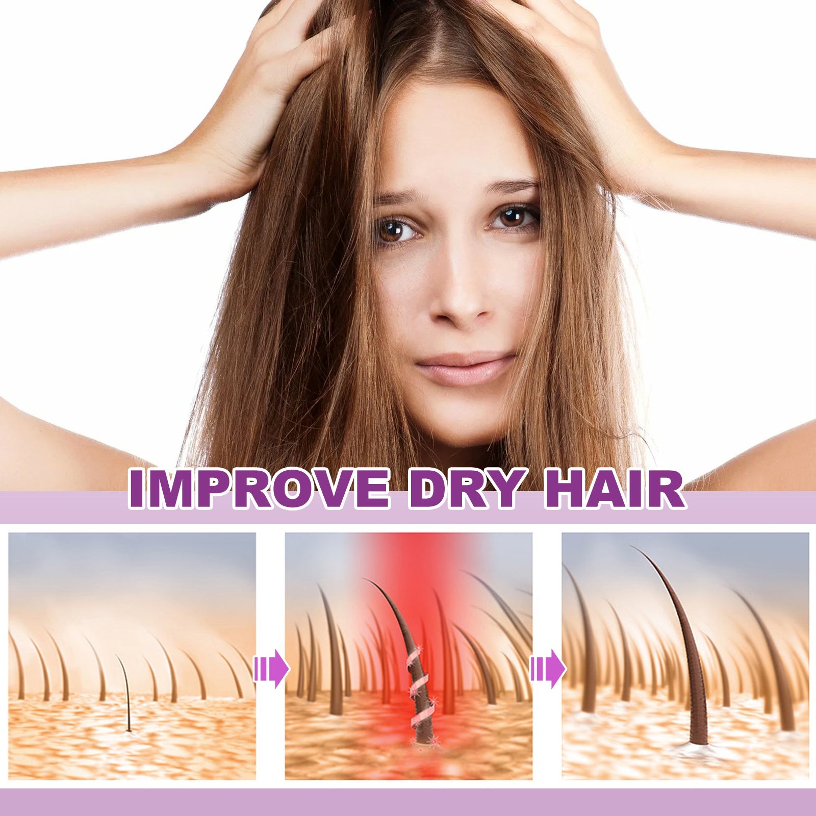 Purple Hair Essential Oil Care Capsules, Improves Dry Hair Knotting And Broken Dandruff Cleaning