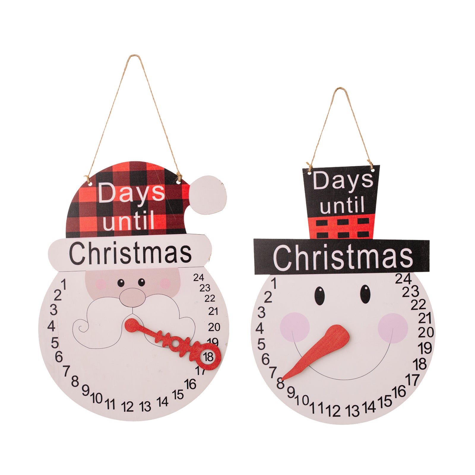 Christmas decorations Christmas plaid hat old man hat snowman pointer wooden calendar