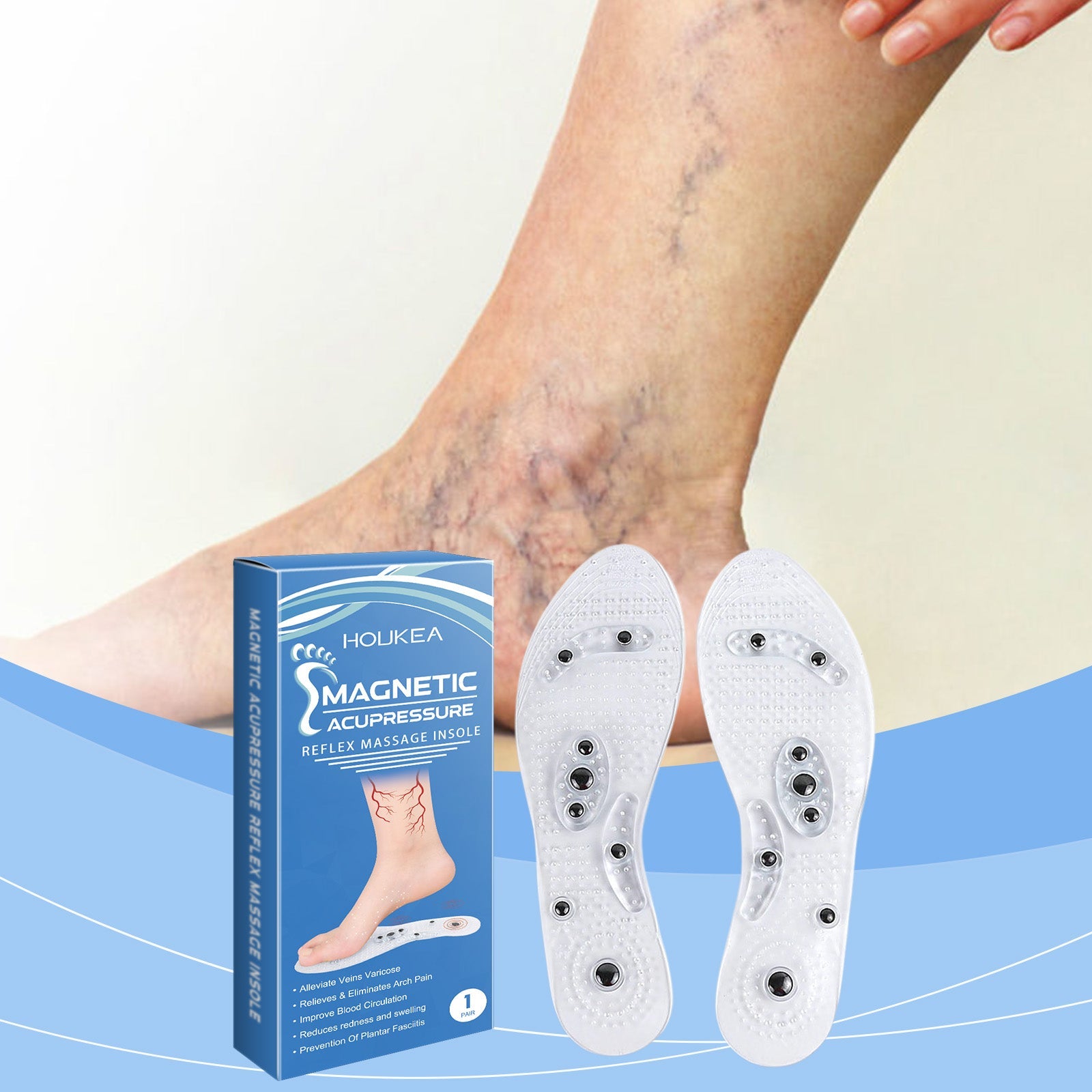 Comfortable Massage Insoles Leg Repair Raised Invisible Support Durable Lightweight Massage Insoles