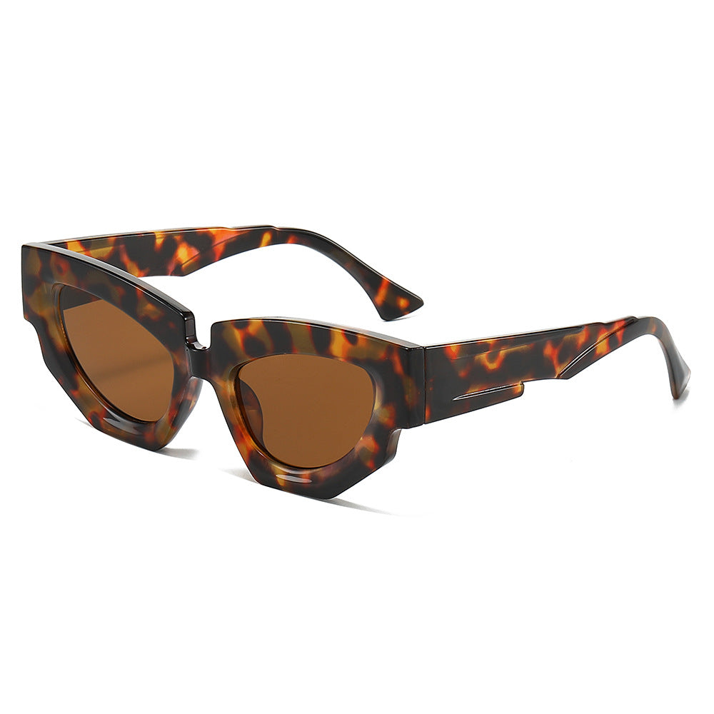 New Personalized Fashion Cat Eye Sunglasses Instagram Trendy Irregular Water Chestnut Hip Simple Leisure Street Photography Sunglasses