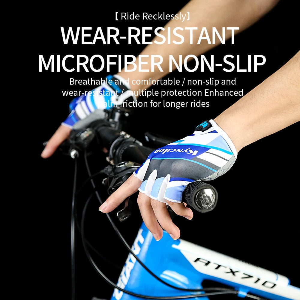 Outdoor cycling half finger gloves men's and women's sports fitness breathable Lycra short finger cycling gloves