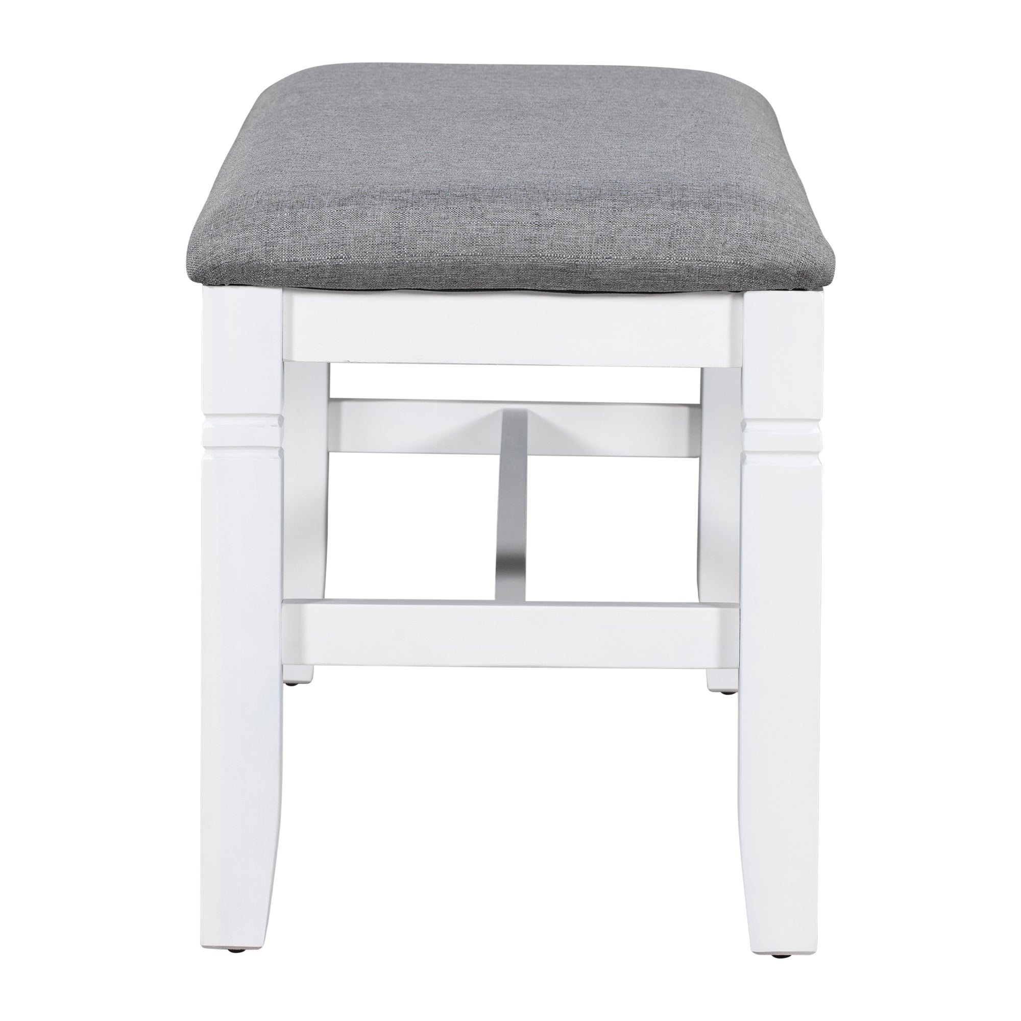 TOPMAX 6-Piece Wood Dining Table Set Kitchen Table Set with Upholstered Bench and 4 Dining Chairs, Farmhouse Style Gray+White