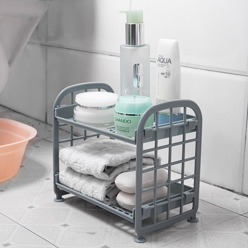 Double Storage Rack Kitchen Small Shelf Desktop Storage Rack Bathroom Sink Plastic Organizing Rack