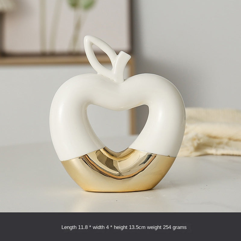 Modern Minimalist Gilded Apple Pear Creative Wine Cabinet Decorative Piece Luxury Home Living Room Entrance Ceramic Craft