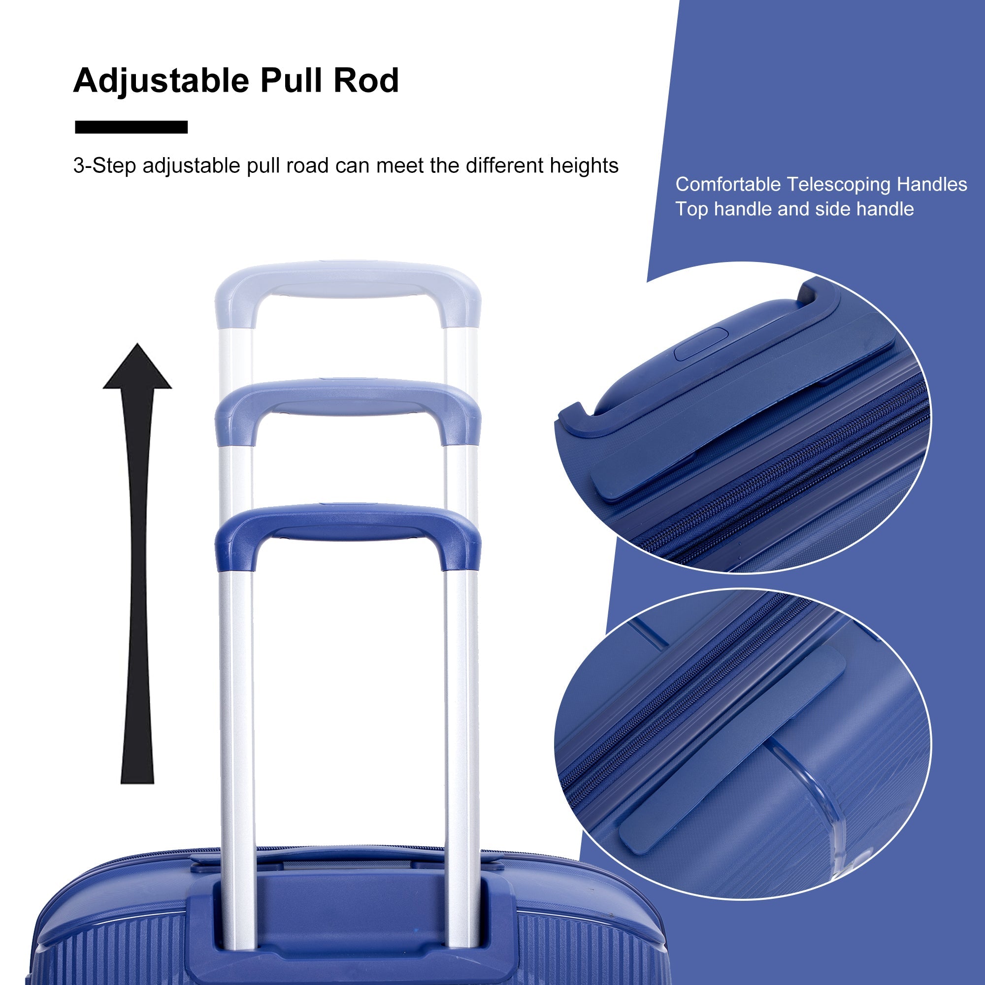 Expandable Hardshell Suitcase Double Spinner Wheels PP Luggage Sets Lightweight Durable ,3-Piece Set (20/24/28) ,Navy