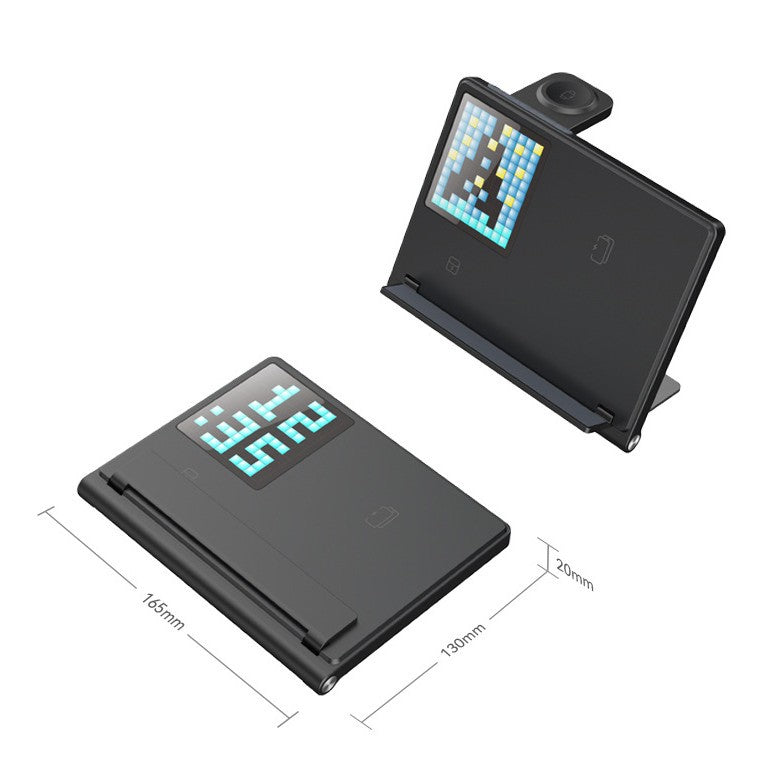Trending Products Portable 5-in-1 Pixel Animation Foldable Wireless Charger Stand Pad for Mobile Phone Smart Watch Earphone