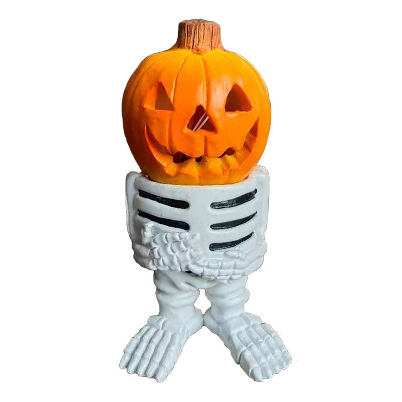 Halloween gift pumpkin knight garden ornaments decorative luminous small pumpkin head resin ornaments