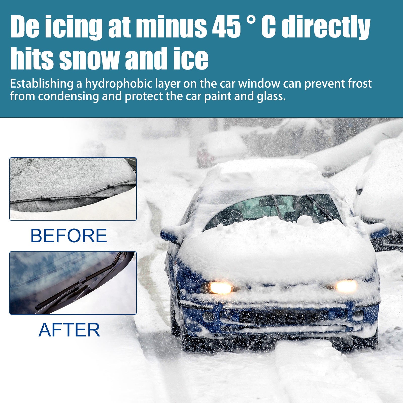 Snow Defrosting Agent, Car Windshield Windows Fast And Powerful Defrosting Defogging Deicing And Snow-melting Cleaning Agent