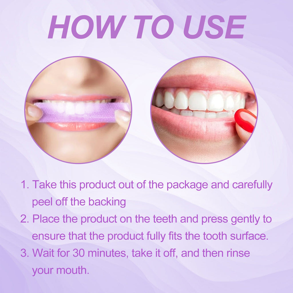 Purple Bright White Dental Stickers, Yellow Stain Removal Deep Cleaning Care For Oral Health Care Dental Stickers