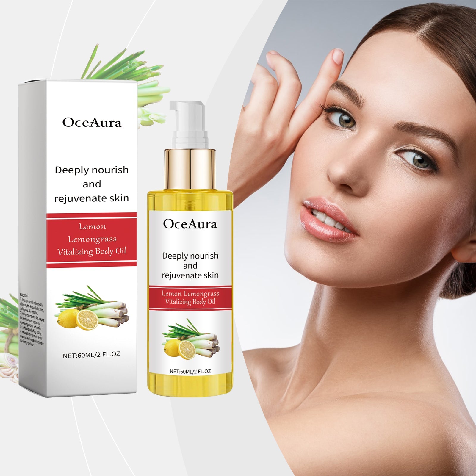 Lemongrass Moisturizing Oil, Daily Massage Body Skin Soothing Nourishing Moisturizing Body Care Oil