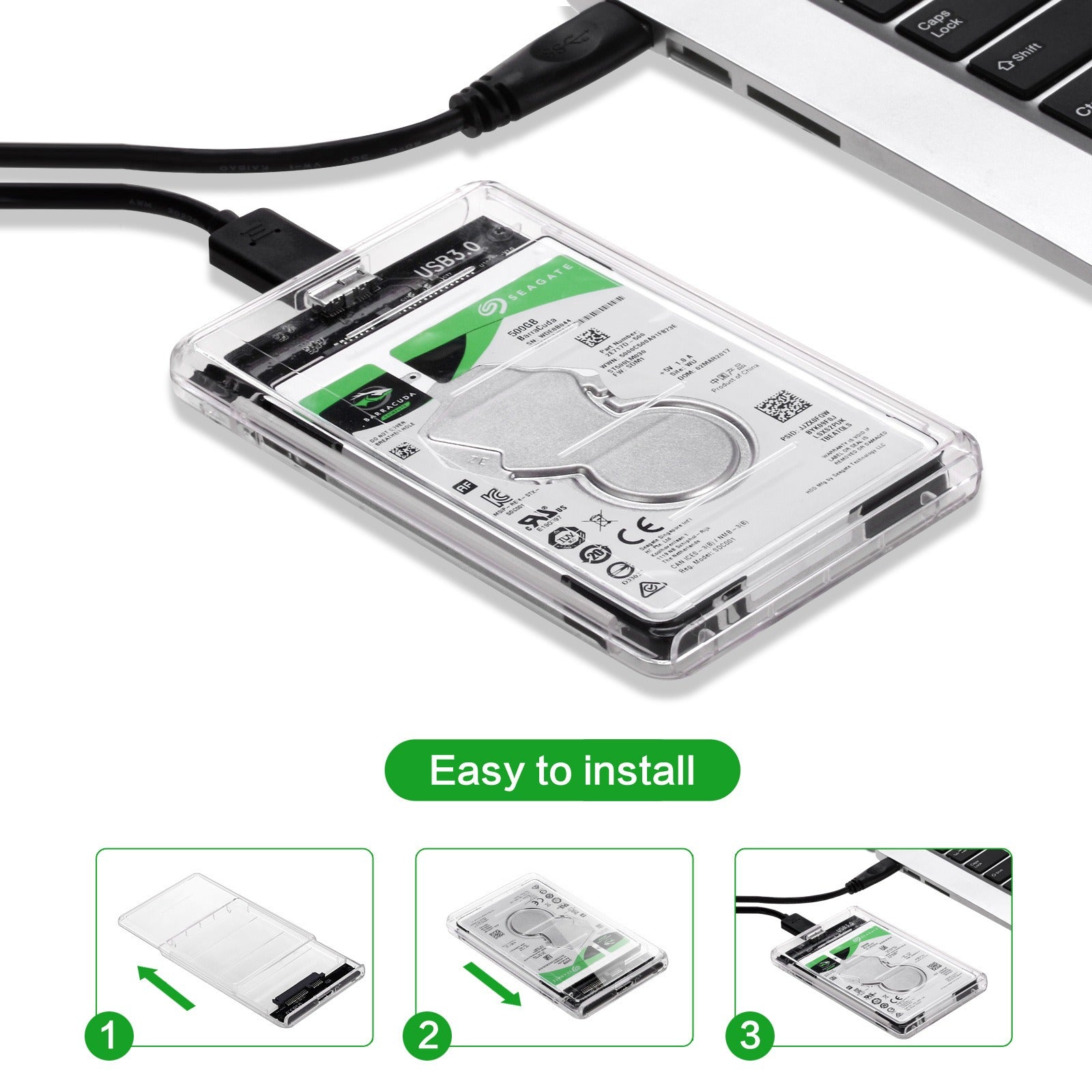 2.5-inch tool free transparent hard drive case 3.0 notebook external portable hard drive case 3.0 SSD
