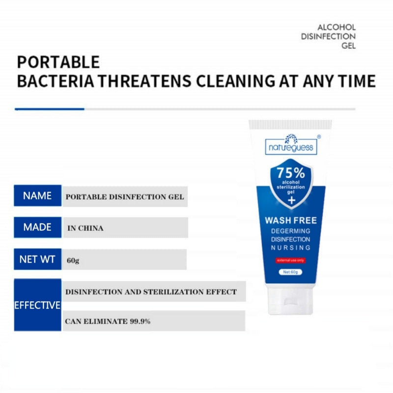Travel Portable Hand Sanitizer Gel Anti-Bacteria Moisturizing Liquid Disposable No Clean Waterless Antibacterial Hand Gel
