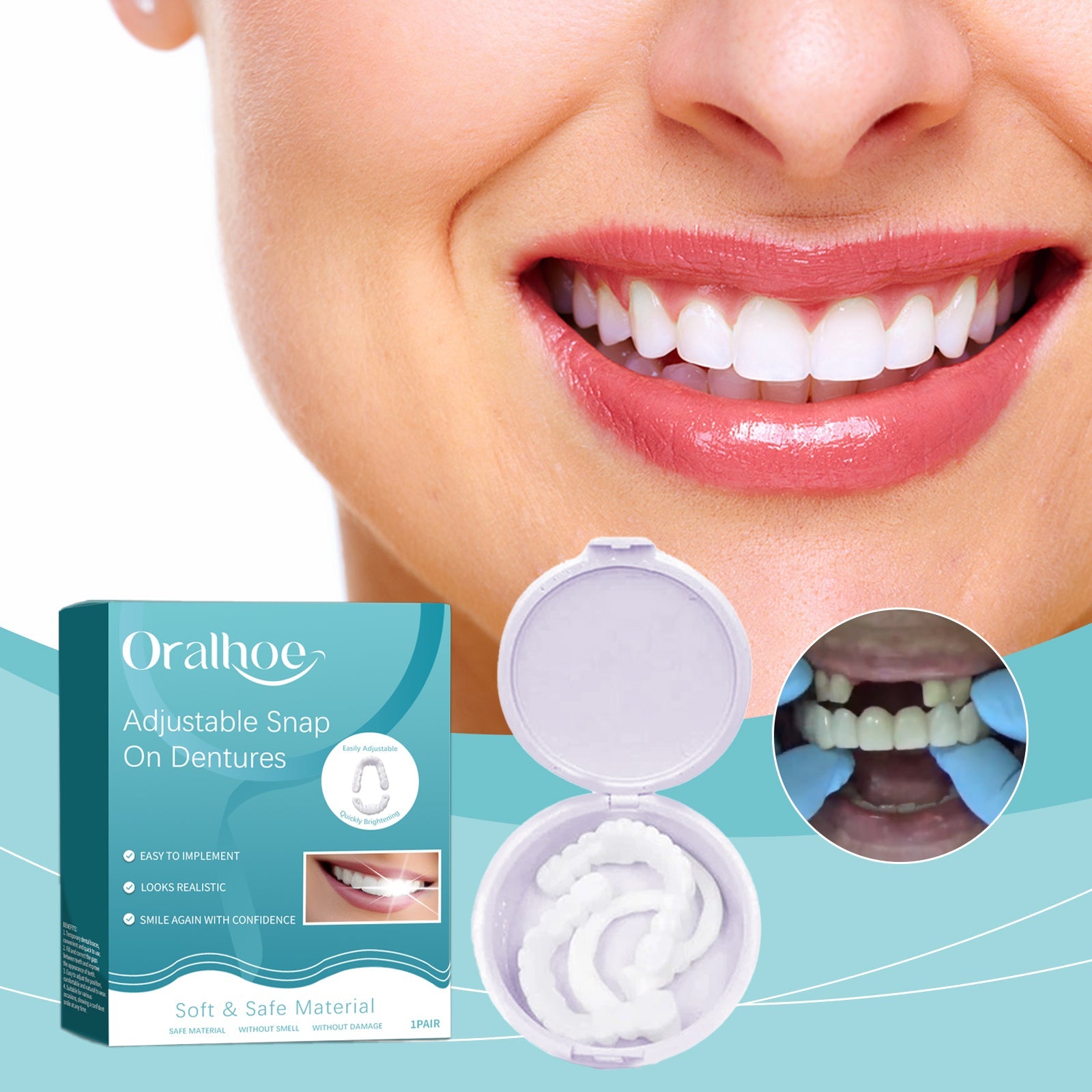 Adjustable Buckle Dentures Comfortable Natural Temporary Fillings Set For Interdental Correction