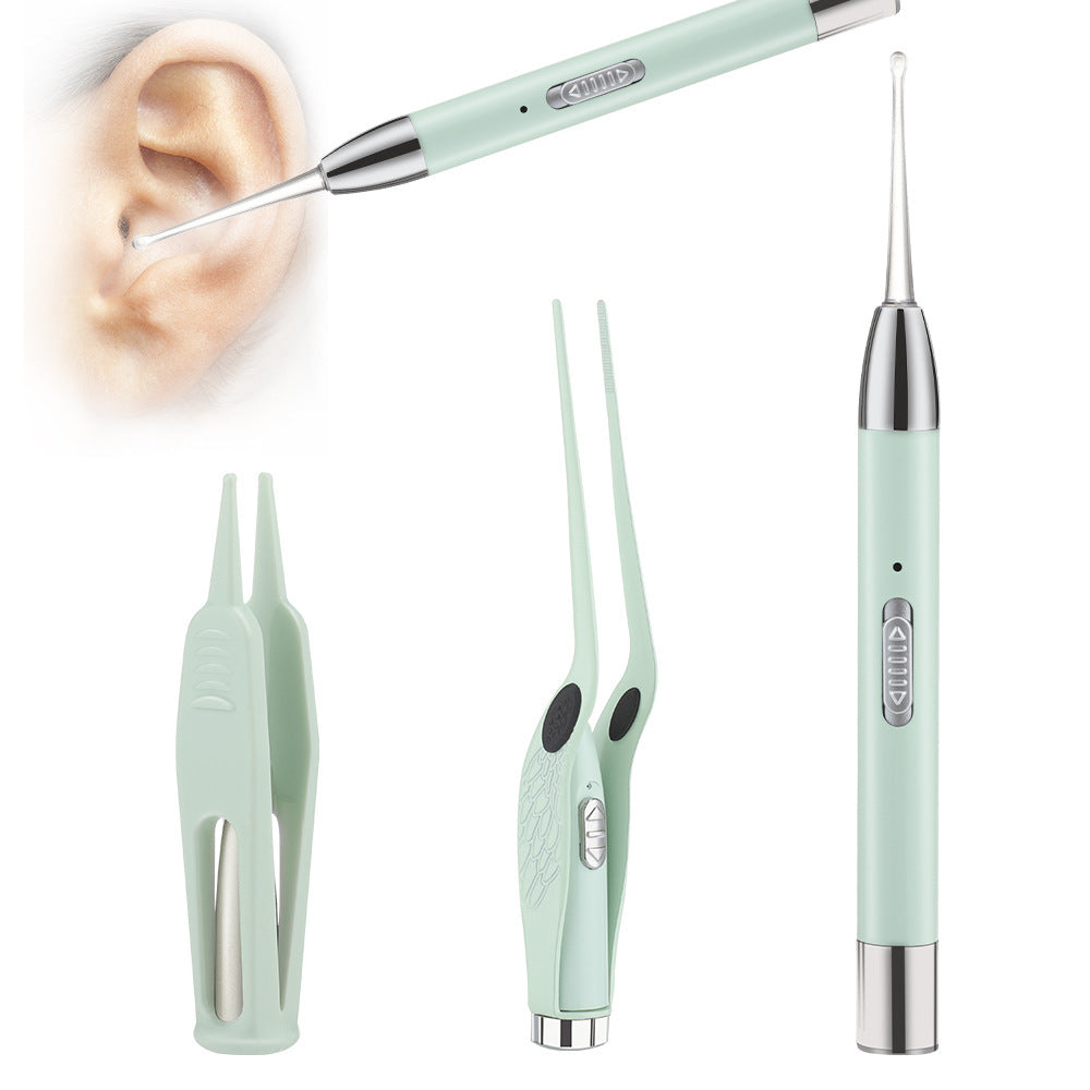Illuminated Ear Scoop Ear Cleaner Pick Earmuff Ear Pick Visual Ear Scoop Children's Luminous Earwax Tweezers Set